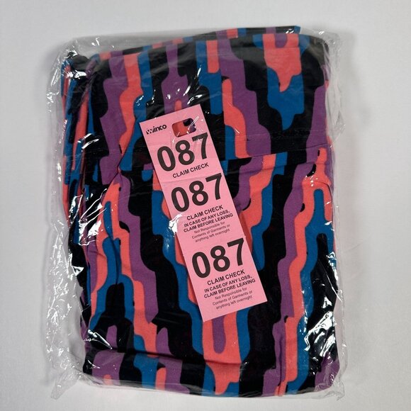 LuLaRoe 80's 90's Y2K Club Chevron Pink Black Purple Blue Leggings One Size OS - Picture 6 of 6